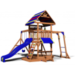 Complex Loc de Joaca Beach Front - Northbrook Wooden Swing din lemn de cedru - Centru din lemn cu tobogan si 2 nivele si Monkey Bars Backyard Discovery 